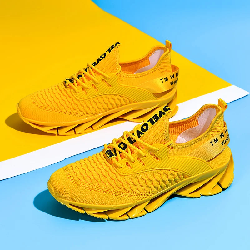 Hot Sale Fashion Yellow Casual Sneakers For Men Non-slip Breathable Man Running Shoes Platform Comfortable Men's Sports Shoes