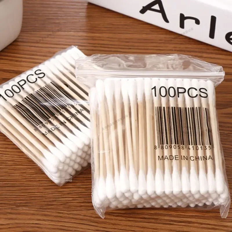 1000-2000 PCS Set  Wooden Bamboo Cotton Sticks Baby Cotton Swabs Cleaning of Ears Tampons Health Beauty Cotton Swab Make-Up Cleaning Ear Buds Cleaning Hygiene Supplies