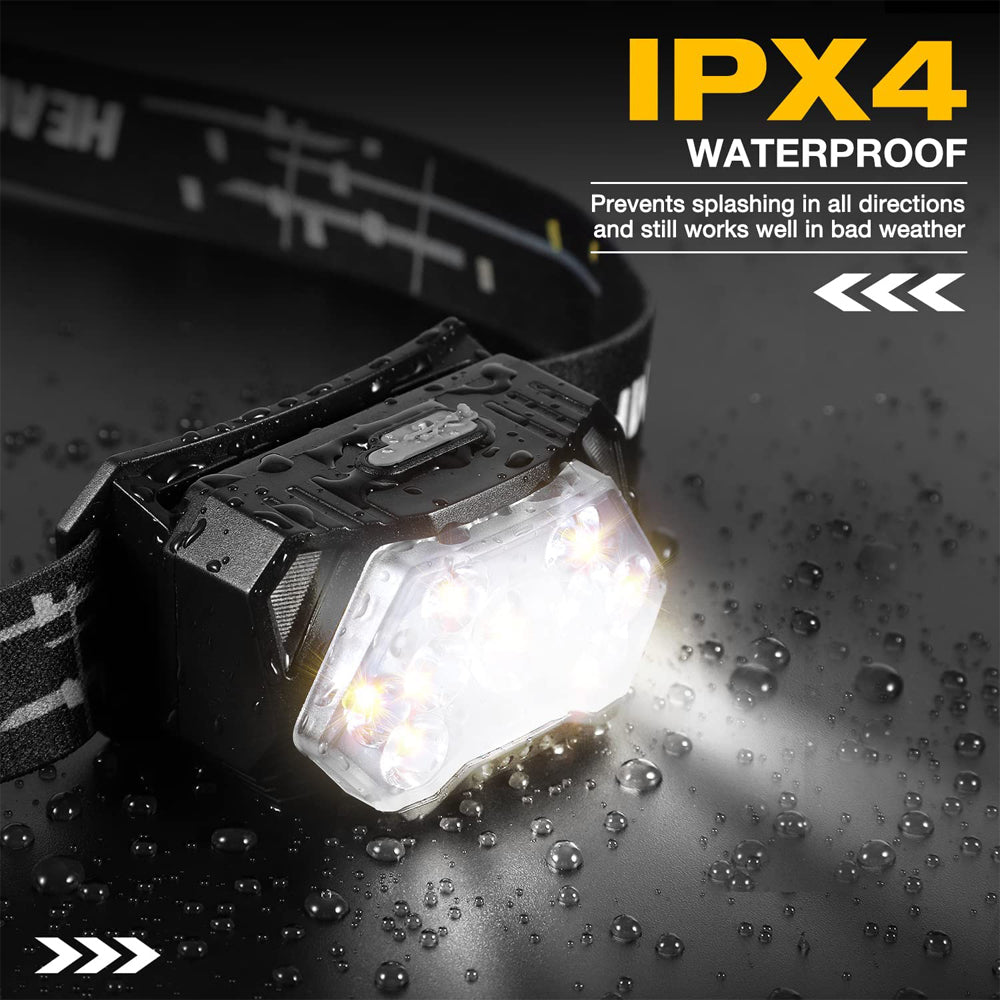 NEW Arrivals 9 Led 2000 Lumen Powerful Strong Light Headlamp USB Rechargeable Motion Sensor Headlight Portable Fishing Camping Sports Cycling Outdoor Hiking Head Lamp Work Flashlight
