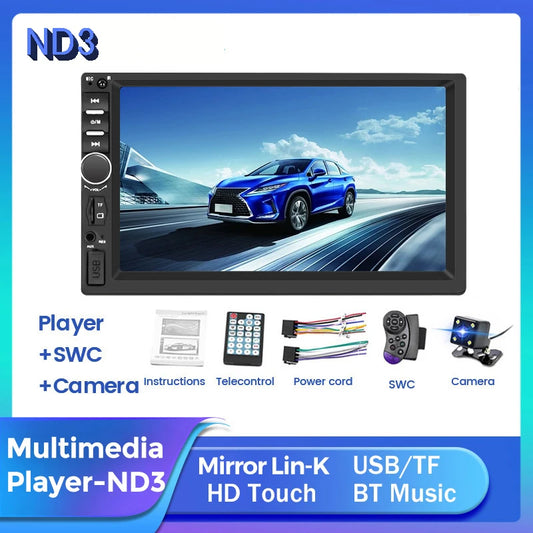 7" For Carplay 2 Din Car Mp5 Radio Touch Screen Stereo FM Audio Stereo MP5 Player SD USB support BT Camera HD Mp5 Autoradio