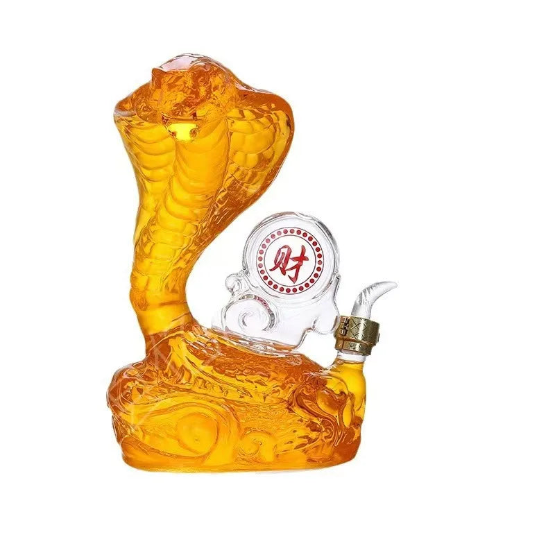 1000ml Cobra Shape Whiskey Decanter, Hand Blown Glass Liquor Bottle with Stopper,  Animal Wine Carafe for Bar, Whiskey Scotch Bourbon Home Bar Drinkware Pubs Night Club Barware Accessories