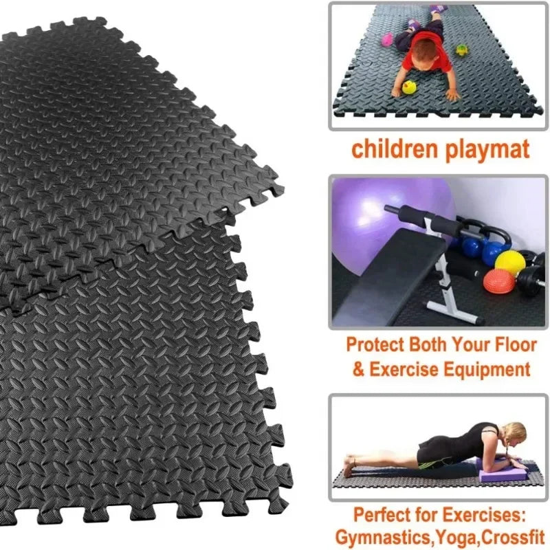 8-16PCS  30*30cm Sports Gym Mat Protection EVA Leaf Grain Floor Mats Yoga Fitness Non-Slip Splicing Rugs Thicken Shock Room Workout