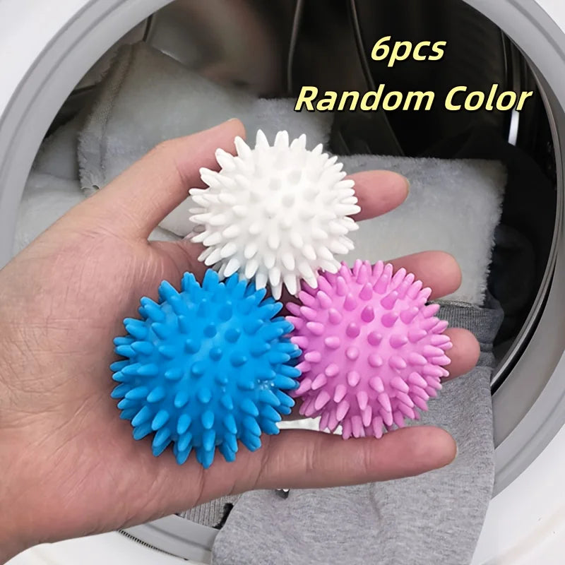 Set of 6 Reusable Magic Laundry Balls - Fabric Softener, Prevents Tangling And Removes Dirt, Available in Various Colors Pets Dogs Cats Hair Catcher Home Hotels Use