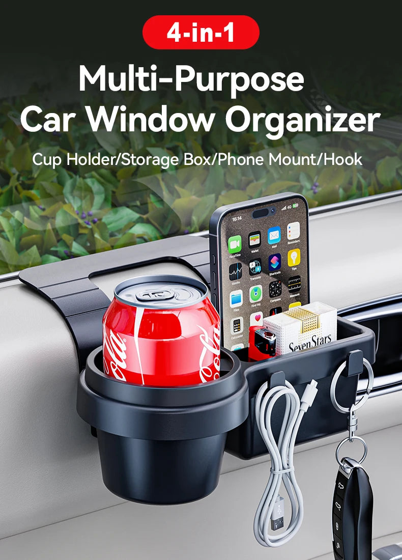 NEW Arrivals Car Organizer Box with Cup Holder Drink Holder Multifunctional Side Door Window Phone Slot Hanging Storage Rack for Vehicle Cars Accessories