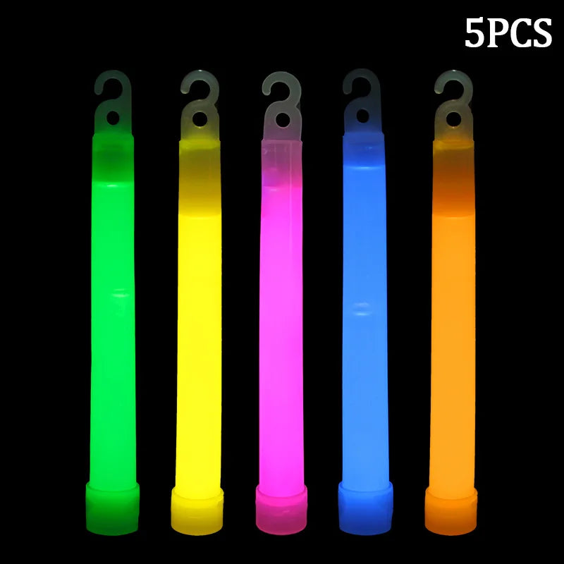 5/10 PCS Set Glow Sticks With Hook 6 Inch Fluorescence Light Stick For Hiking Camping Outdoor Supplies Glow In The Dark Wedding Birthday Party Decor Music Festival Concert Rave Party Decoration