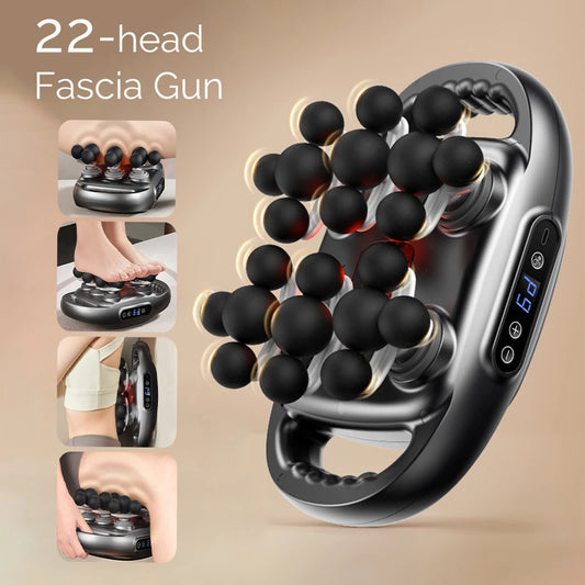NEW Arrivals 22-Head Fascia Gun High-Frequency Vibration Body Massage Gun Back and Waist Massager Neck Shoulder Massager Muscle Massage Relaxation Accessories Health Care Supplies