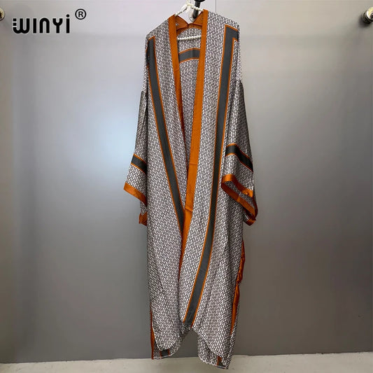 NEW Arrivals Luxury Bohemian kimono kaftan Beachwear Cardigan Sexy Evening Beach Dress Abaya Dubai Algerian Luxury Swimsuit Cover-Ups Beach Outfits Muslim Ladies فستان العيد