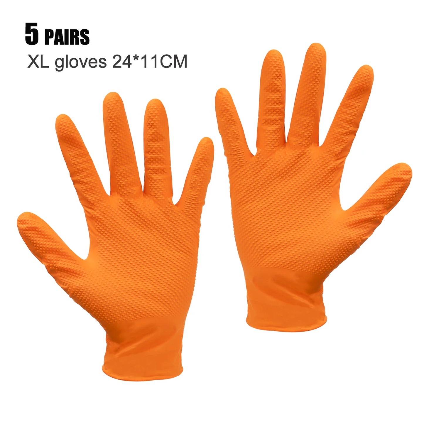 NEW Arrivals 5Pairs Black/Orange Color Heavy Duty Rubber Gloves Industrial Reusable Gloves Extra Thick Mechanic Glove Home Kitchen Garden Car Anti-Slip Safety Work Gloves