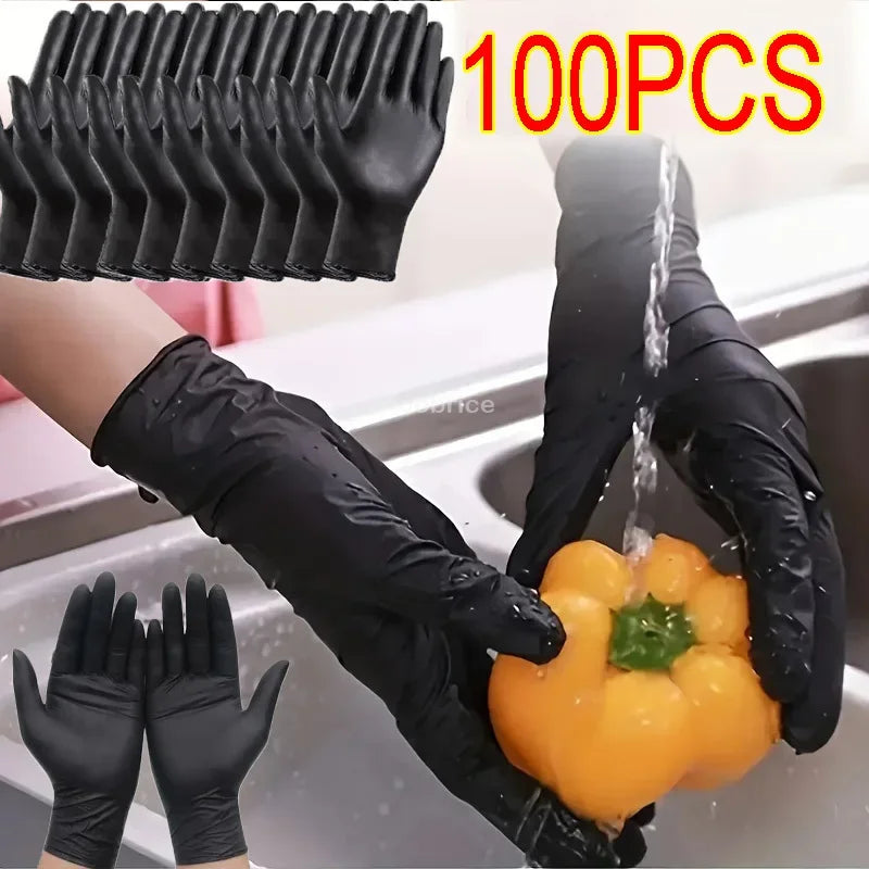 Cooking Gloves Latex Disposable Work Black Nitrile Gloves for Home KitchenTools Tattoo Washing Car Household Safety Gloves