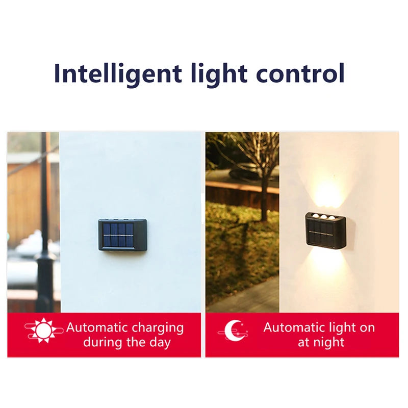 Solar Wall Lamp Outdoor Waterproof Led Decorative Lights Up and Down Garden Yard Street Landscape Balcony
