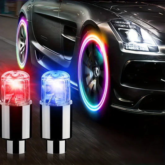2-4PCS Bicycle Valve Light Bike Valve Lamp Seven Colors Tire Caps LED Lamps Flash Light Wheel Light For Cars Bikes Motorbikes