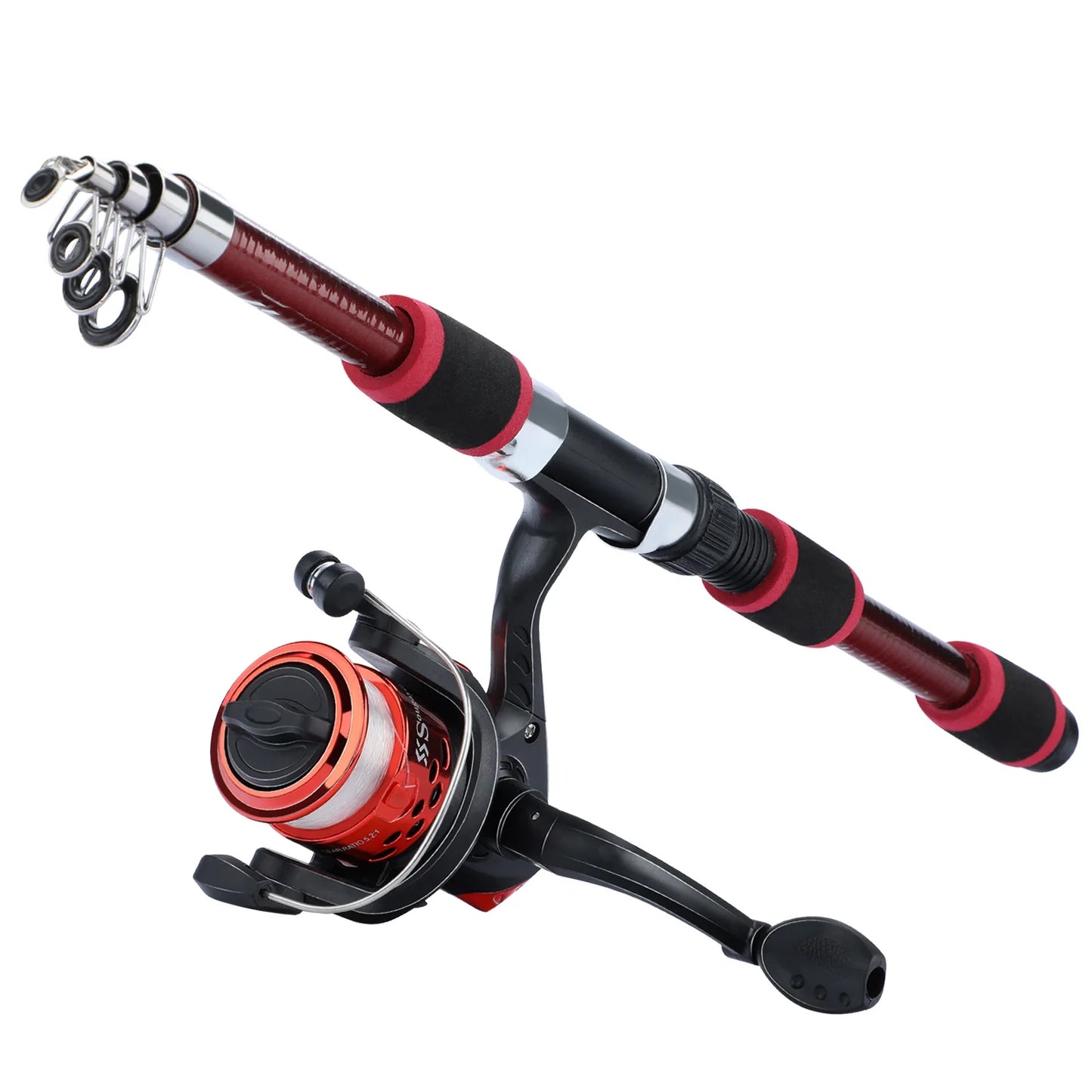 Full Set 1.8M Spinning Fishing High Speed Rod and Reel Combo 5.2:1 Telescopic Rod with 3BB Fishing Reel Max Drag 5kg Full Fishing Kit Outdoor River Lake Rock Fishing Sets