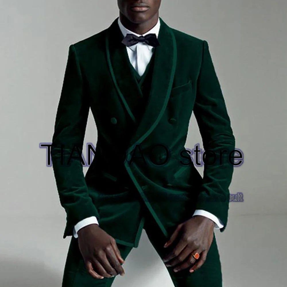 Low-Price Sales are Limited NEW Arrivals S-5XL 4 Colors 100% Velvet Men's Suit 2 PCS Set  Double Breasted Jacket Wedding Groom Tuxedo Formal Blazer Pants Set Terno Masculino Men Luxury Fashion Clothing Supplies