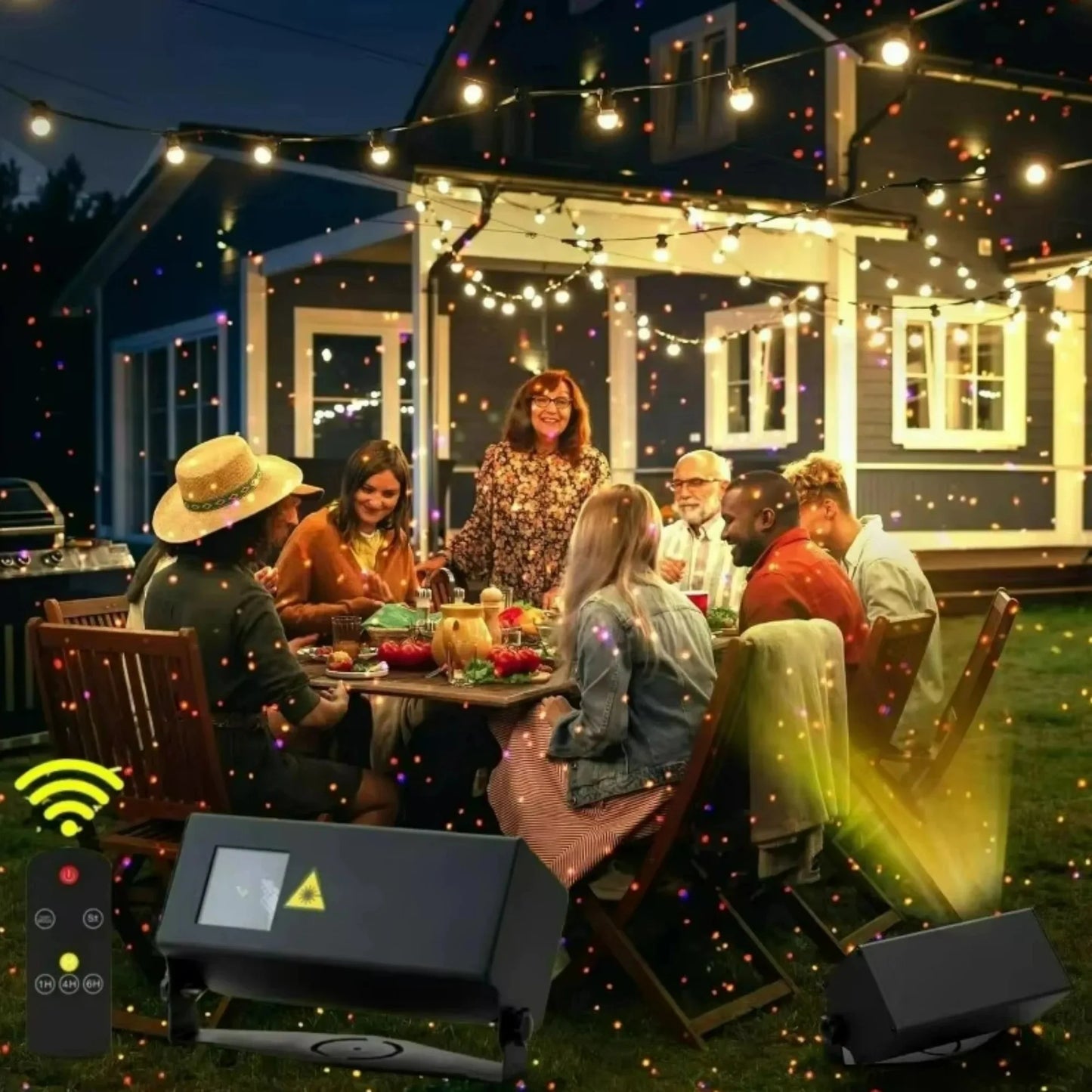 For Home Villa Dynamic Colorful Firefly Projection Lamp with Remote Control Light Adjustment Outdoor Waterproof Courtyard Lawn Garden Landscape Projector Lights System