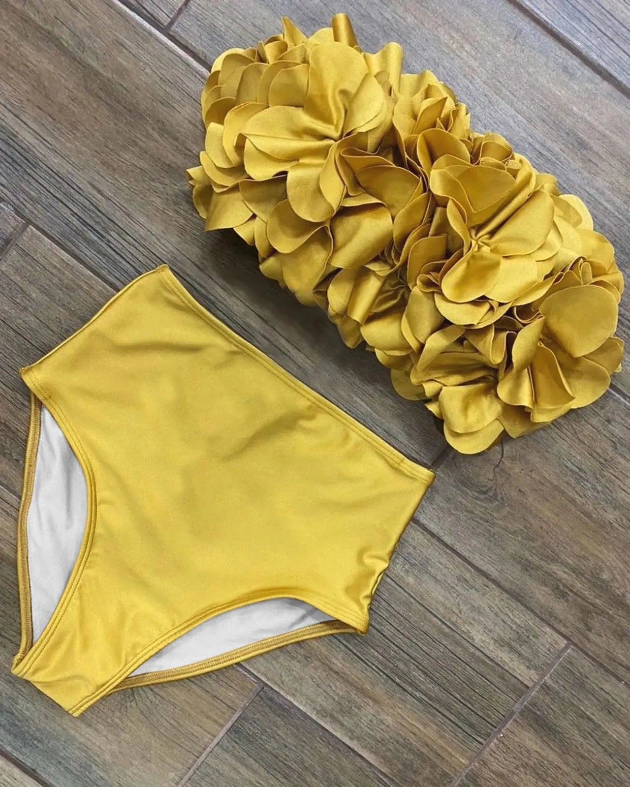 NEW Summer Sexy Petal Push Up Backless Bikini Set Women Fashion Flower Ruffles Bikini Lady Solid Beachwear Bathing Suit Girls Ladies Beach Wear