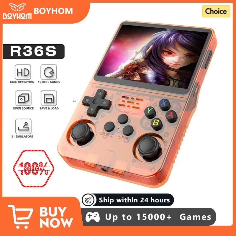 Open Source R36S 15.000 Games  Retro Handheld Video Game Console Linux System 3.5 Inch IPS Screen Portable Pocket Video Player 64GB 128G Games Electronics Accessories Supplies Video Games Devices Products