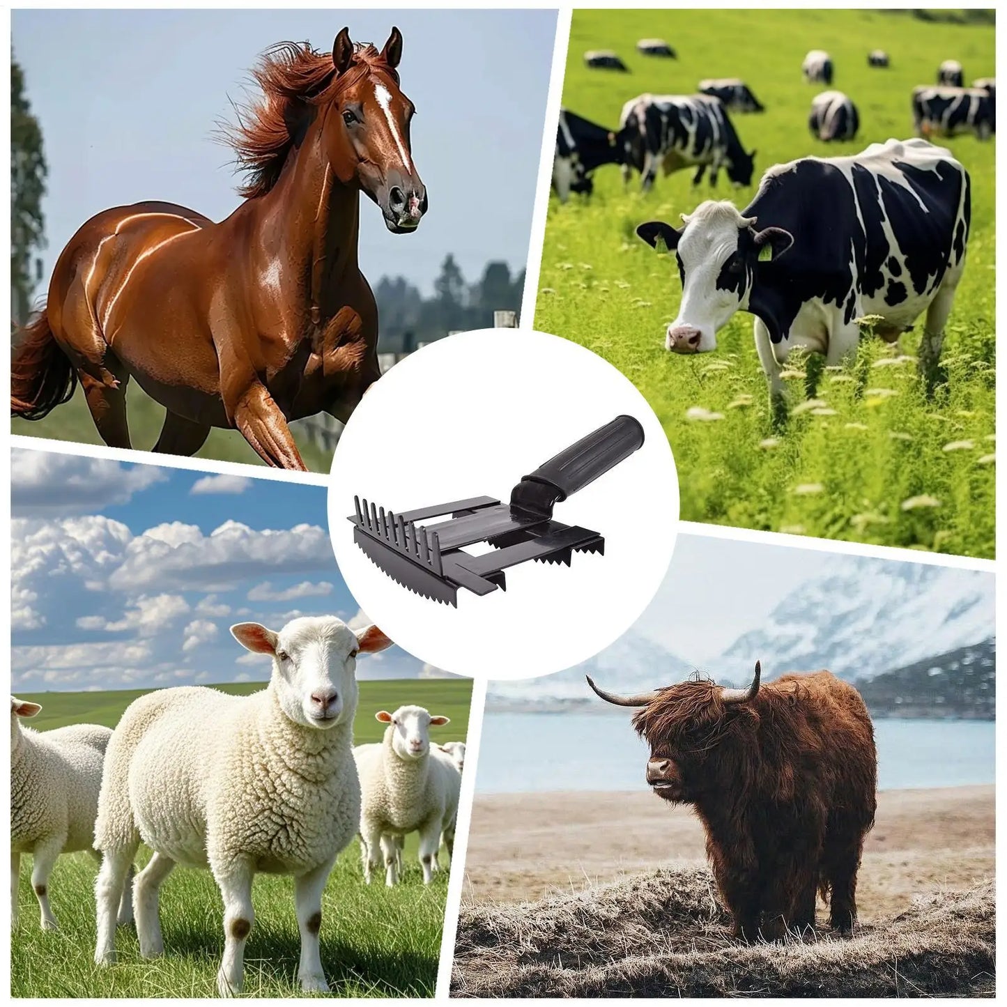 Horse Brush Livestock Grooming Comb Portable Equine Hair Removal Brush For Pet Cattle Horse Goat Sheep Stable Farm Outdoor Animals Grooming Accessories Hair Care Supplies