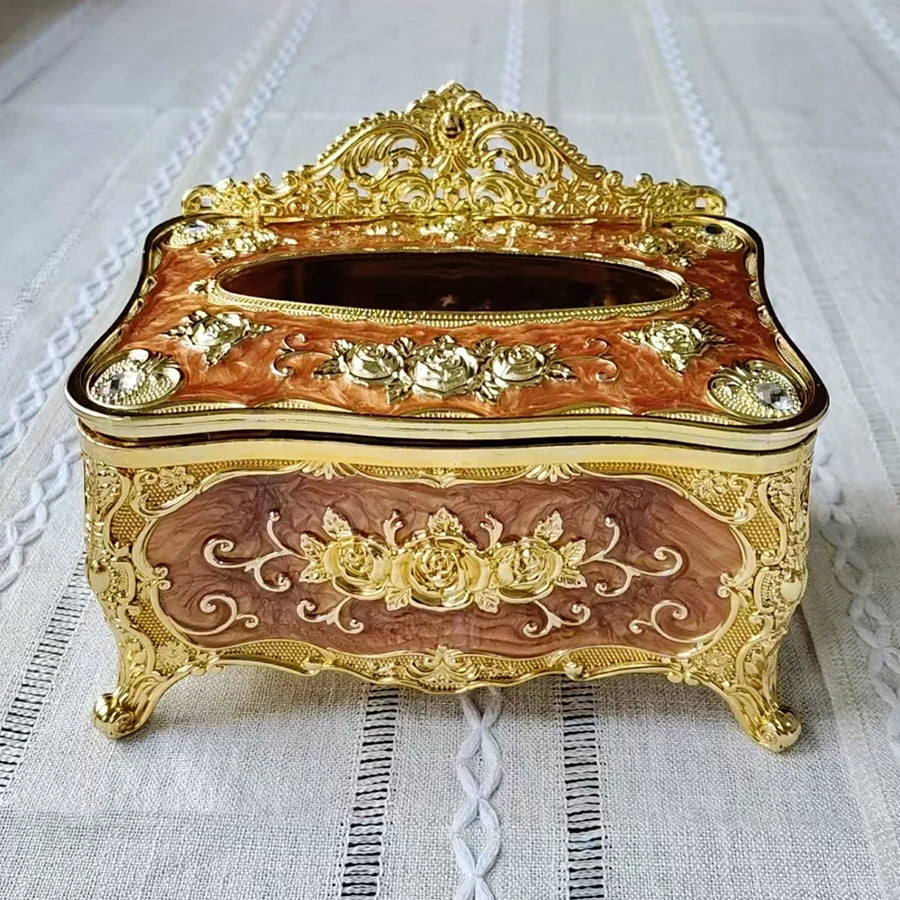 1pc European Antique Romantic Tissue Box, Home Kitchen Living Room Bedroom Dining Room Hotel KTV Office Desktop Decoration Tissue Storage Box