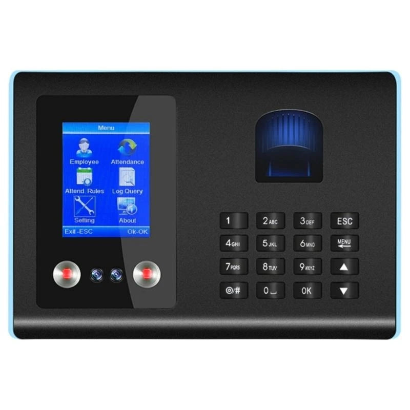 Time Clock Recorder Face Biometric Fingerprint Password Employee Attendance Machine 2.8in Screen Quick Recognition E65A for Stores Factory Security Supplies