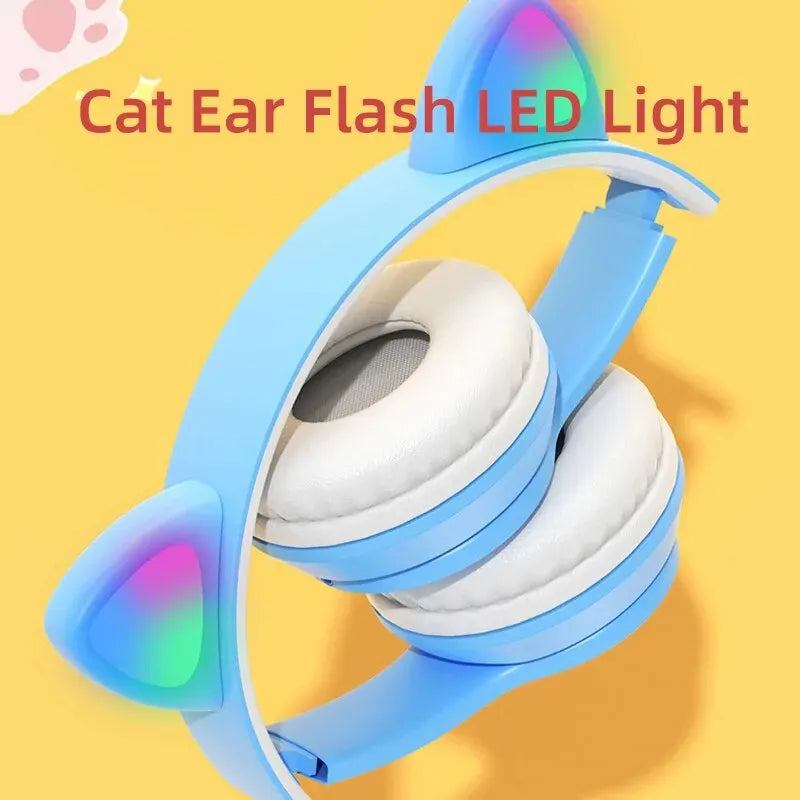 P47M Wireless Bluetooth Headset Gamer Cat LED Light Waterproof Noise Cancelling Earbuds Wireless Headphones Bluetooth Earphones