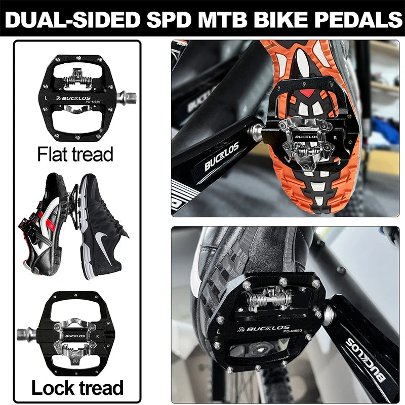 New Mountain Bike Pedals PD-M680 Dual Function Flat&Lock Pedals Fit Shimano SPD 9/16'' Aluminum MTB Pedal Bike Part