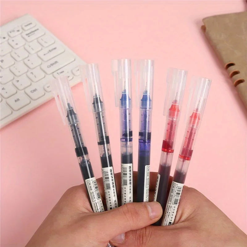 10Pcs/Set High Quality Needle Type Professional Gel Pens Straight Liquid Ballpoint Pen Kawaii Stationery School Office Supplies Writing Accessories