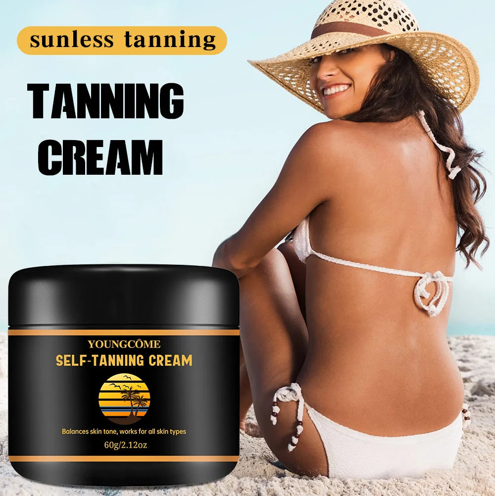 4 PCS Set Self-Tanning Cream with Hyaluronic Acid & Vitamin E - Streak-Free Sunless Tanner for Face/Body, 24H Waterproof for All Skin Tone Beach Sun Protection Women Skin Care Supplies Korean Products