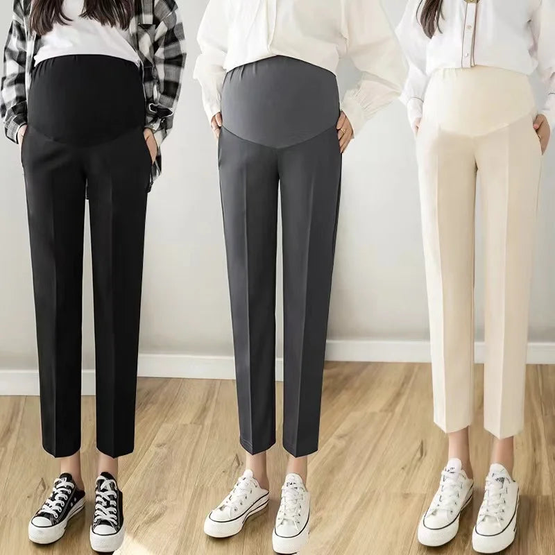 NEW Arrivals M-3XL Plus Size Beige/Black Color Maternity Work Pants Pregnancy  Extender Office Wear Clothing Fashion Trousers Adjuster Women Pregnancy  Clothes