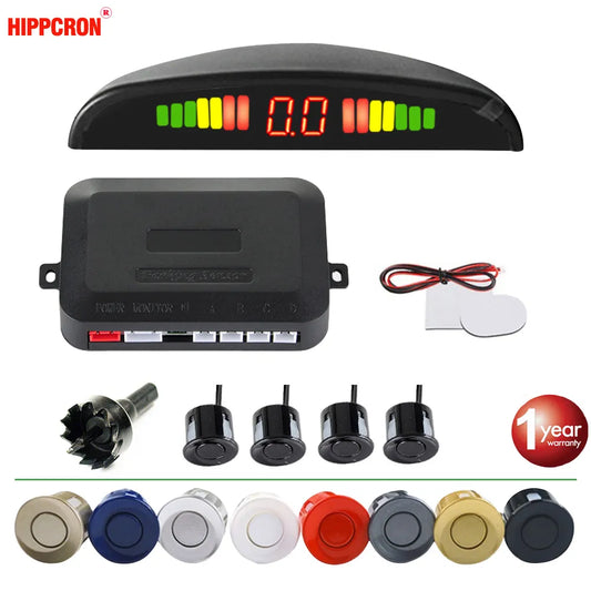 Car LED Parking Sensor Kit 4 Sensors 22mm Reverse Radar Sound Alert Indicator System 8 Colors