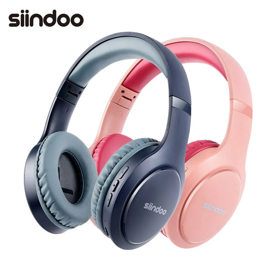 Wireless Bluetooth Headphones Pink&Blue Foldable Stereo Earphones Super Bass Noise Cancelling Mic For Laptop TV