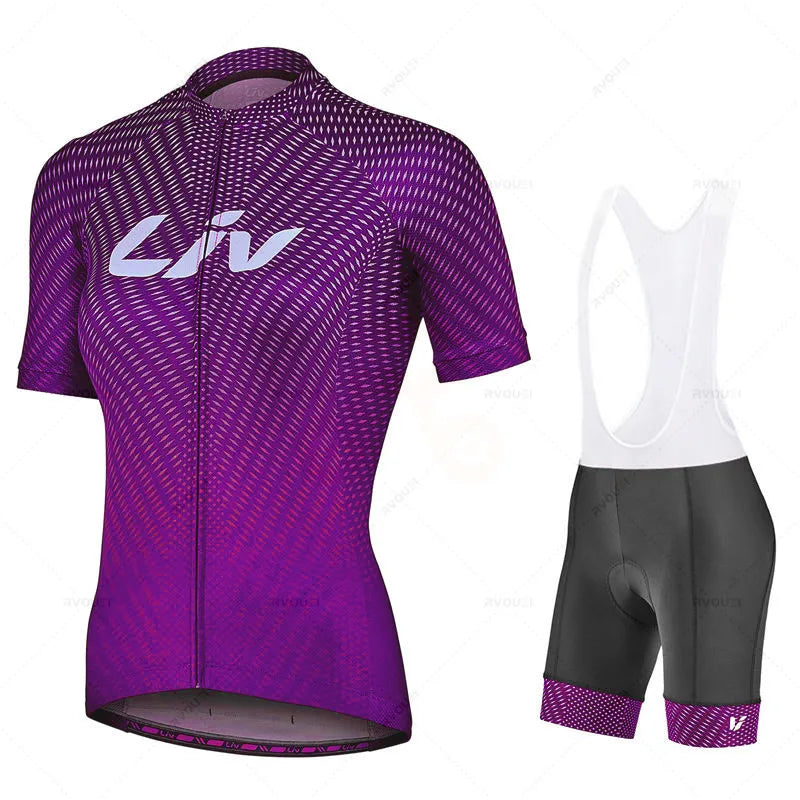 NEW Arrivals S-4XL Plus Size Professional Cycling Racing LIV PRO Cycling Jersey Set Woman MTB Bike Clothes Summer Bicycle Clothing Cycling Set Maillot Conjunto Girls Female Sports Apparel Supplies
