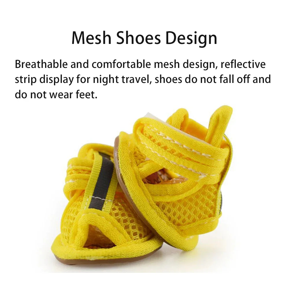 4 PCS Set XS-XL 4 Colors Summer Dog Shoes Breathable Sandals for Dog Cat Walking Running Outdoor Anti Slip Paw Protectors & Pet Gifts