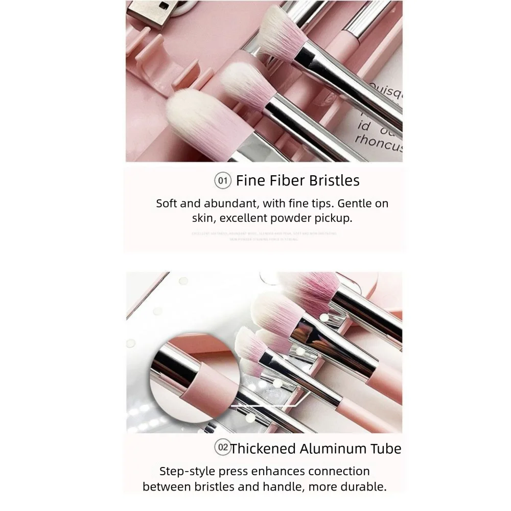 NEW Rotatable Mirror Travel Make-Up Brush with LED Light Adjustable Brightness with 5pcs Brush LED Makeup Mirror Brush Set Foldable Women Cosmetic Sets