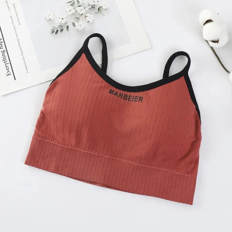 NEW Arrivals 12 Colors Girls Strapless Bra with Chest Pad Women's Outdoor Running Wear No Steel Ring Yoga Sports Wrap Chest Anti-Light Vest Beautiful Back Underwear