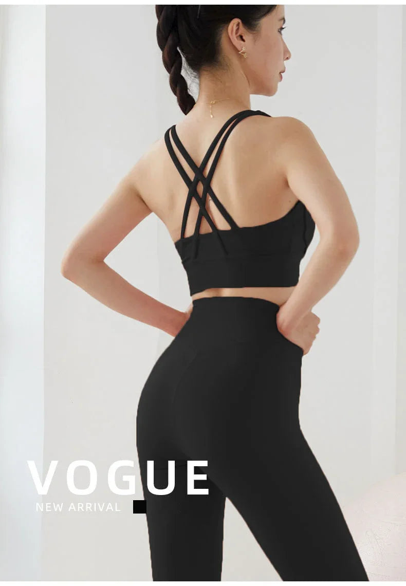 14 Colors S-XL New Push Up Sports Bra Yoga Vest  Cross Back Fitness Sexy Padded Top Gym Shock Absorbing Running Breathable Crop Top Sportswear