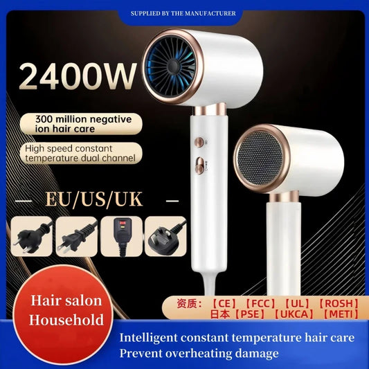 NEW BRAND from Japan  Professional High-Speed Hair Dryer 2400W High-Power Silent EU/UK Plug Household Hair Salon Hair Dryer Hair Care Accessories