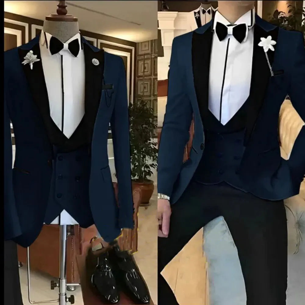 Low-Price Sales are Limited NEW 3PCS Set S-6XL PLUS SIZE 7 Colors  Business Blazer Wedding Costume Men's Suit Groom Best Man Wedding Banquet Suit Men Luxury Fashion Clothing Supplies