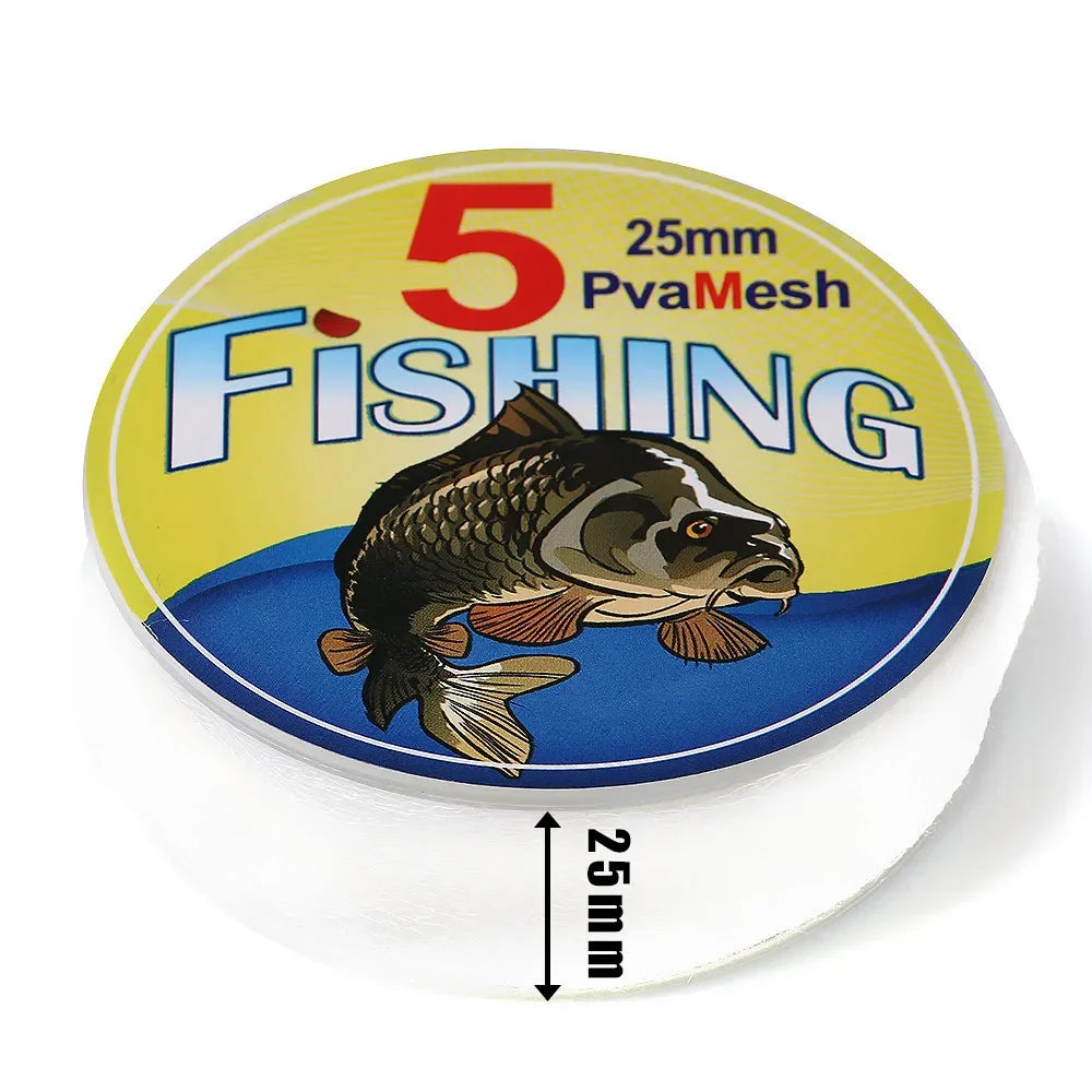 5M/20M Soluble PVA Mesh Refill Carp Fishing Feeder Fishing Lures Refill Rig Hook Bait Wrap Bags 25/37/44mm Bag Fishing Accessories
