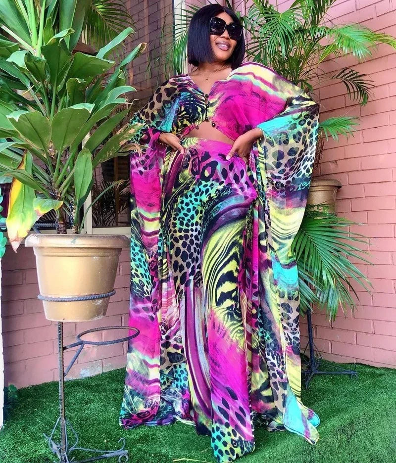 NEW Arrivals 2PCS Set Plus Size 5 Colors/Patterns Spring Summer African Clothes For Chubby Women Dashiki 2025 Fashion Long Dress Sets Pants Suits Outfits Party Dresses