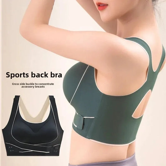M-3XL Plus Size 4 Colors Seamless Push Up Sports Bra for Women, Non-Padded Wire Free Yoga Bra with Side Clasp, Back Support, Slimming Design Female Sports Apparel Accessories