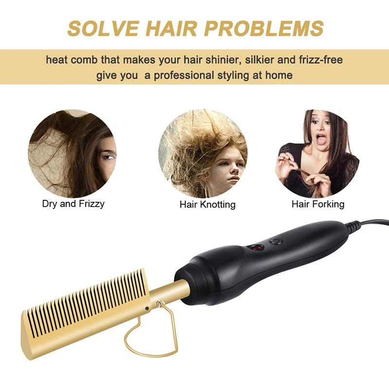 Hot Comb Electric Hot Comb Heating Pressing Combs Hair Straightening Brush