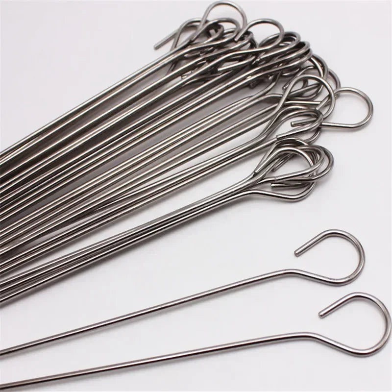 50-100 PCS Set Meat Goose Round Roast Skewers Stick Stainless Steel BBQ Needle Barbeque Skewers Kitchen Utensils Outdoor Camping Picnic Cooking Accessories