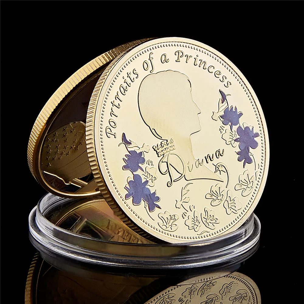 British Diana Princess Rose With Diamond Last Rose Professional Commemorative Token Coin
