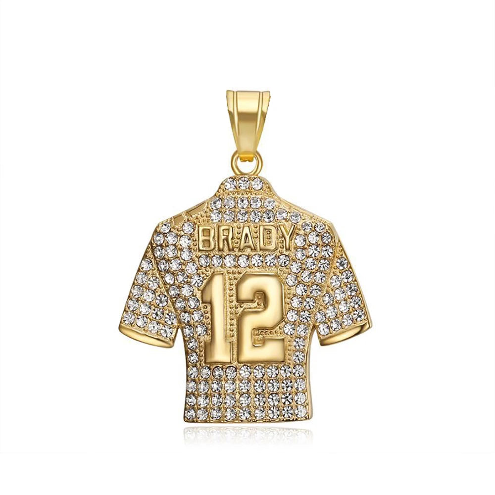 Fashion Football Jersey Messi Cristiano Ronaldo Neymar Mbappé Harland Rhinestone Necklaces + 60cm Gold Chain Men Stainless Steel Soccer Fans Hip Hop Jewelry Accessories