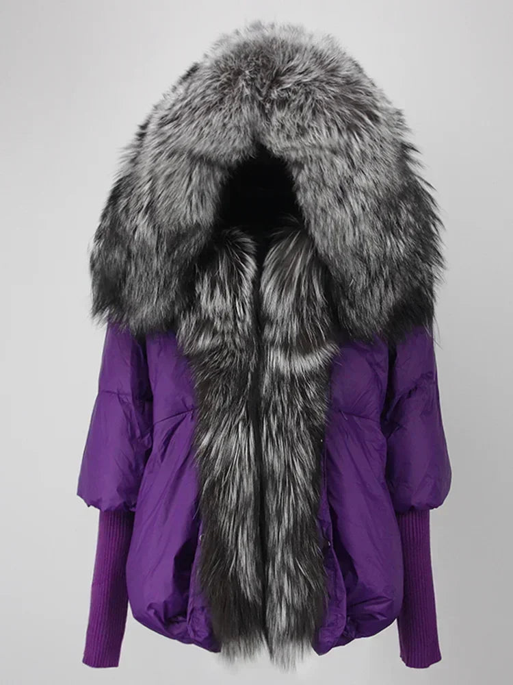 Winter Warm Snow Clothes Supplies Jacket Women Real Fox Fur Collar Hooded Natural Thick Warm Loose Oversize Duck Down Coat Streetwear Outerwear Female Girls Luxury Winter Fashion Clothing Products