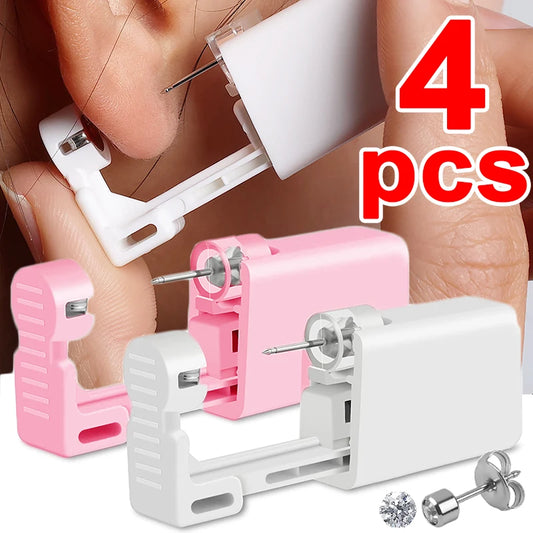 NEW Arrivals 4PCS Set Disposable Safe Painless Ear Piercing Healthy Sterile Puncture Tool Without Inflammation for Earring Ear Piercing Gun Set