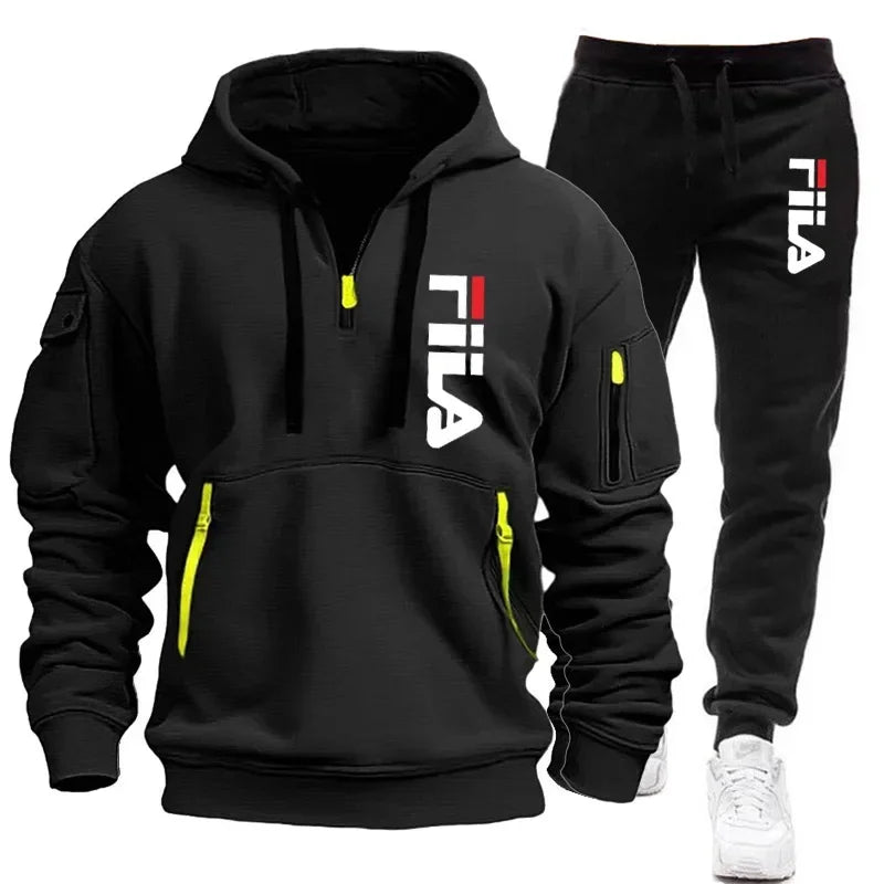 NEW Arrivals 2PCS Set S-3XL 4 Colors Spring and Autumn Street Men's Zipper Hoodie + Pants Outdoor Running Hiking Gym  Multi-Pocket Men's Casual Pullover Suit Sports Apparel Products