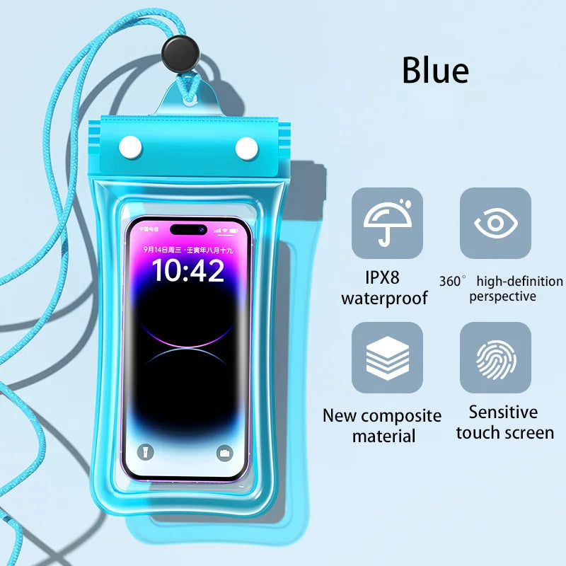 3 PCS Set IPX8 Waterproof Floating Airbag Swim Diving Bag Phone Case For iPhone 11 12 13 14 Pro Max Samsung S23 S22 Xiaomi 13 Huawei Cover