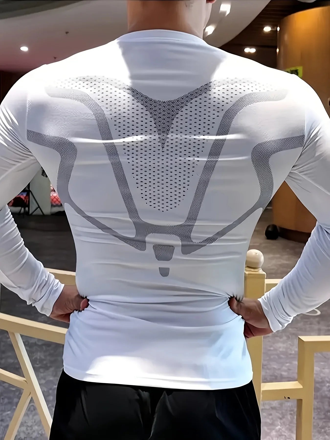 S-3XL Plus Size Men's Sportswear Quick Drying T-Shirt, Elastic Compression Training Top, Breathable Running Gym Cycling Fitness Long Sleeve Shirt Men Sports Apparel Accessories