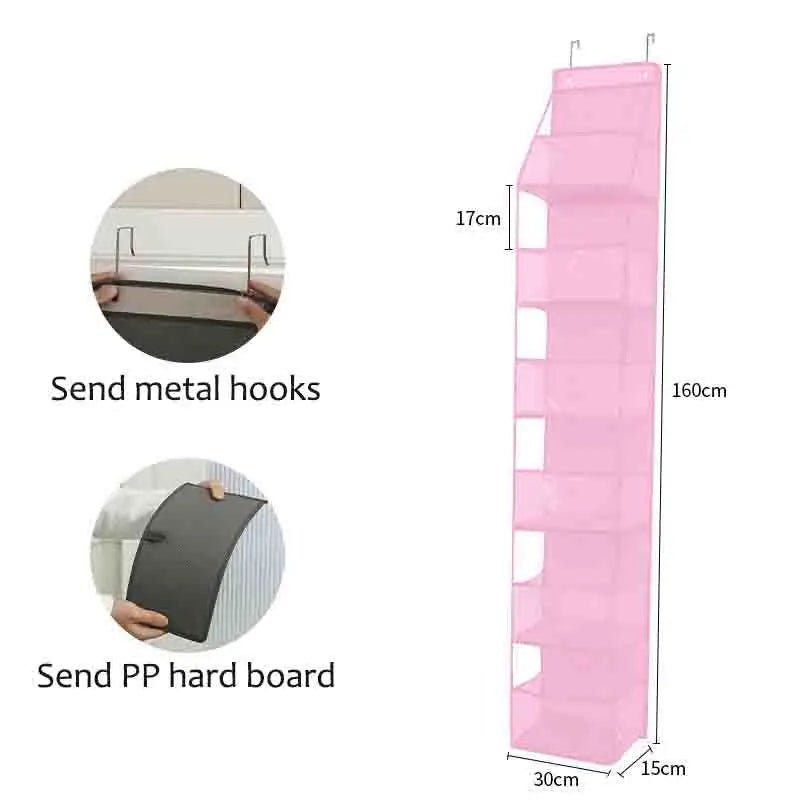 NEW Arrivals 2 PCS Set 4+6 Layers Storage Hanging Bag Door Mounted Storage Bag Wall Mounted Dormitory Non-Woven Fabric Visible Transparent Multi-Layer Storage Set